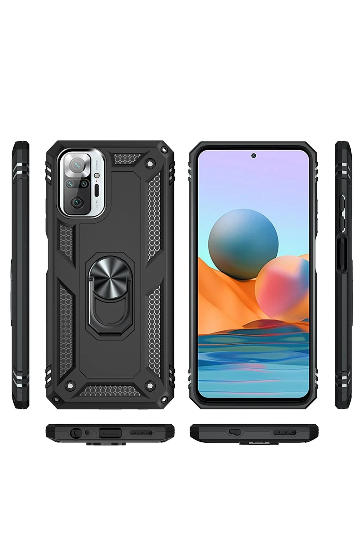 Newface Xiaomi Redmi Note 10 Pro Kılıf Sofya Yüzüklü Silikon Kapak - Siyah — görsel 2