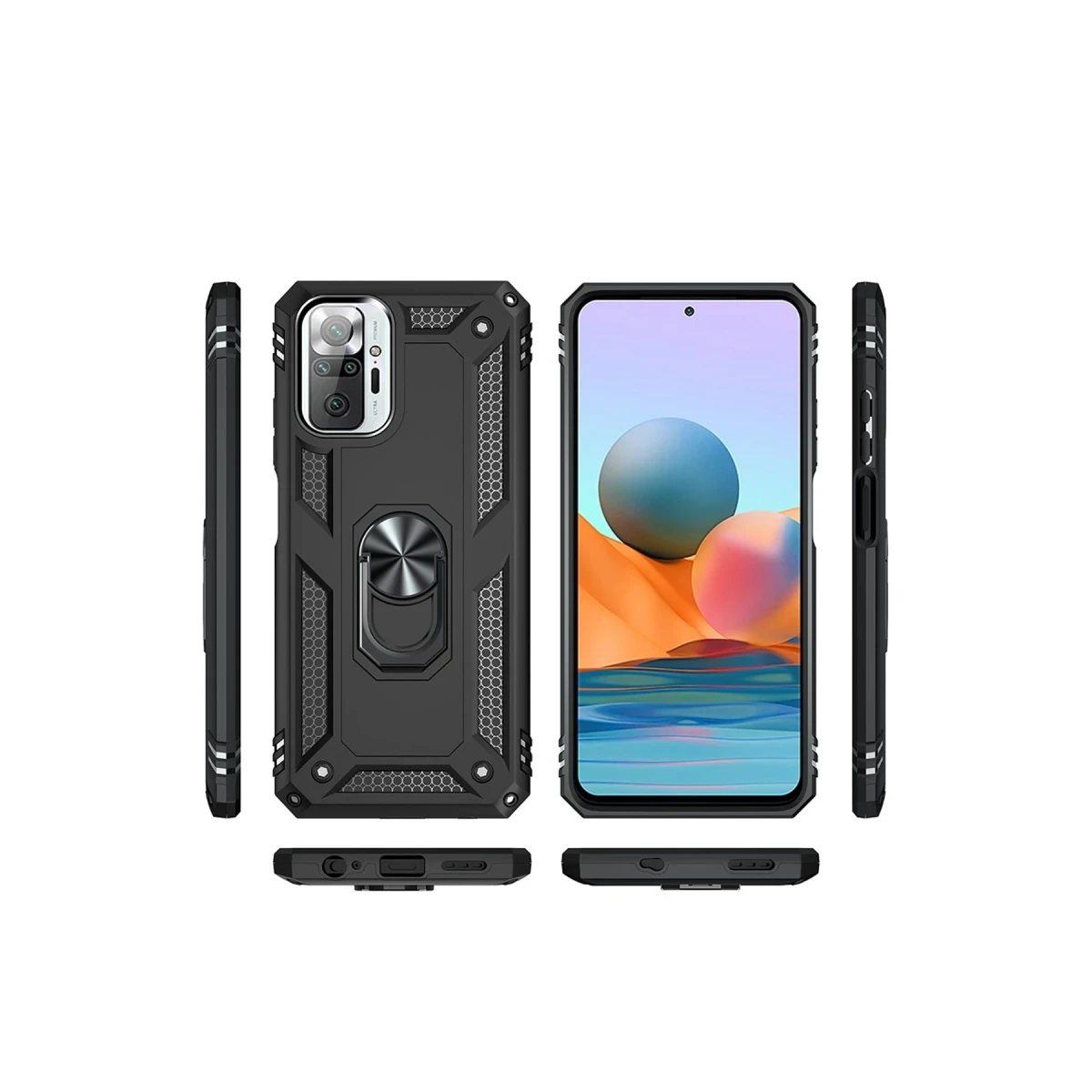 Newface Xiaomi Redmi Note 10 Pro Kılıf Sofya Yüzüklü Silikon Kapak - Siyah — görsel 6