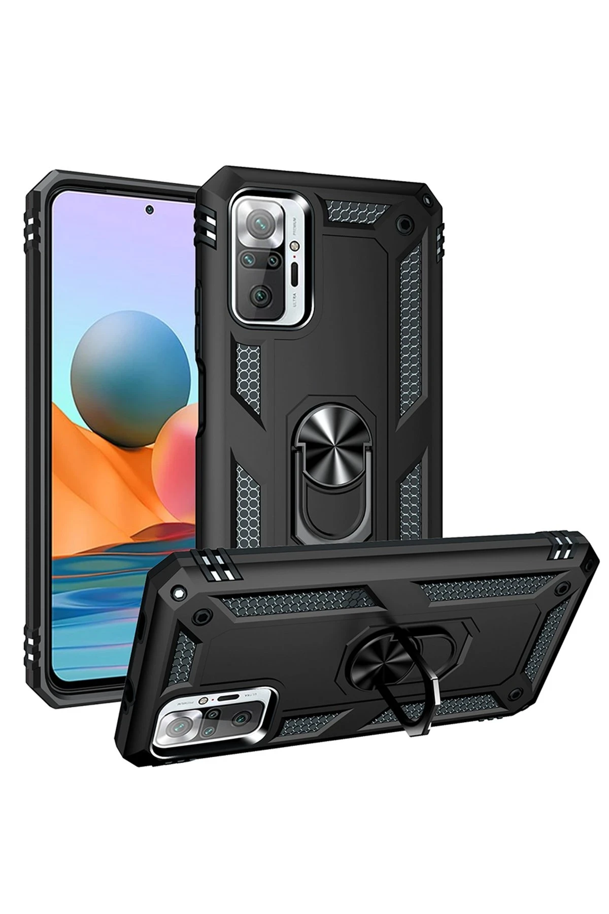 Newface Xiaomi Redmi Note 10 Pro Kılıf Sofya Yüzüklü Silikon Kapak - Siyah — görsel 3
