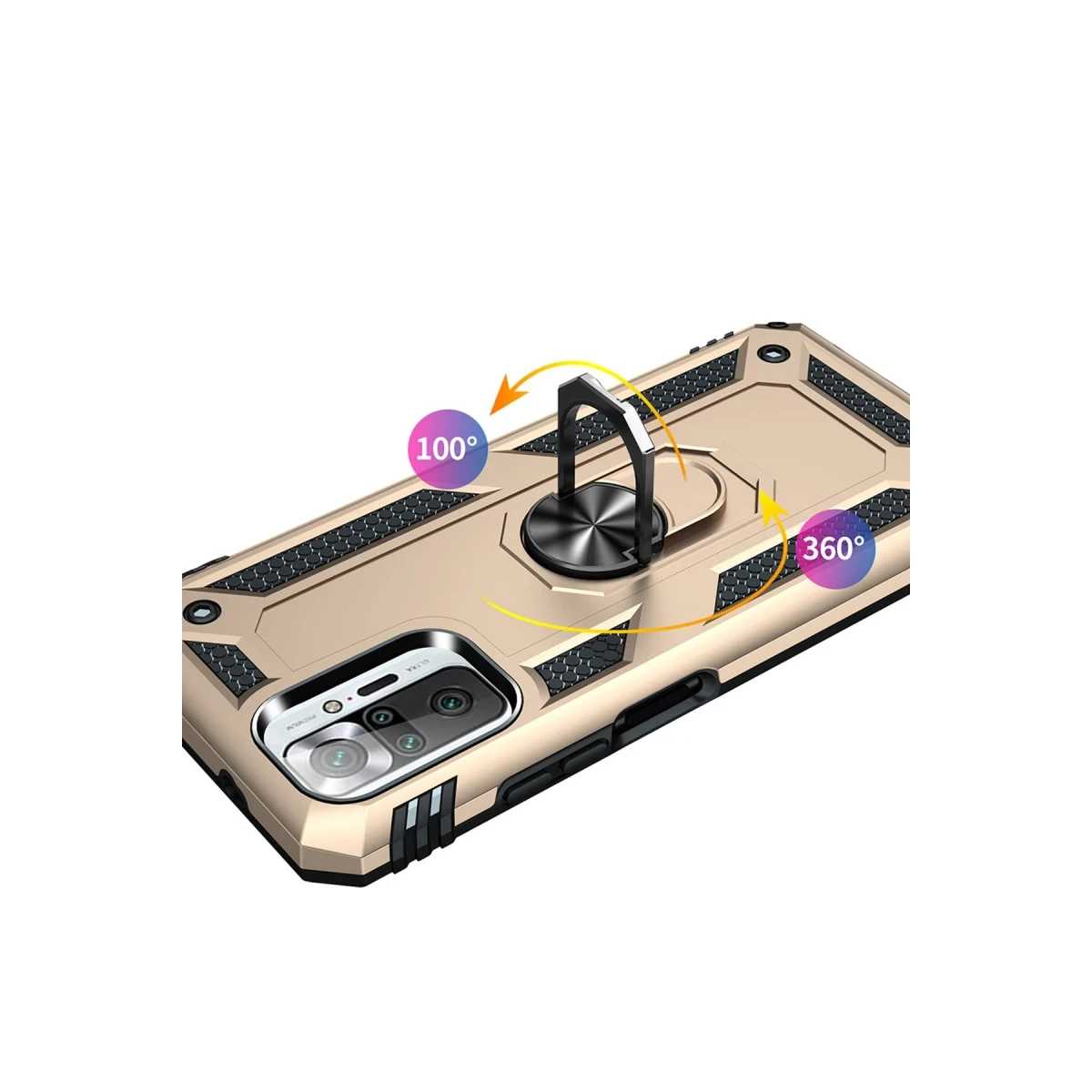Newface Xiaomi Redmi Note 10 Pro Kılıf Sofya Yüzüklü Silikon Kapak - Gold