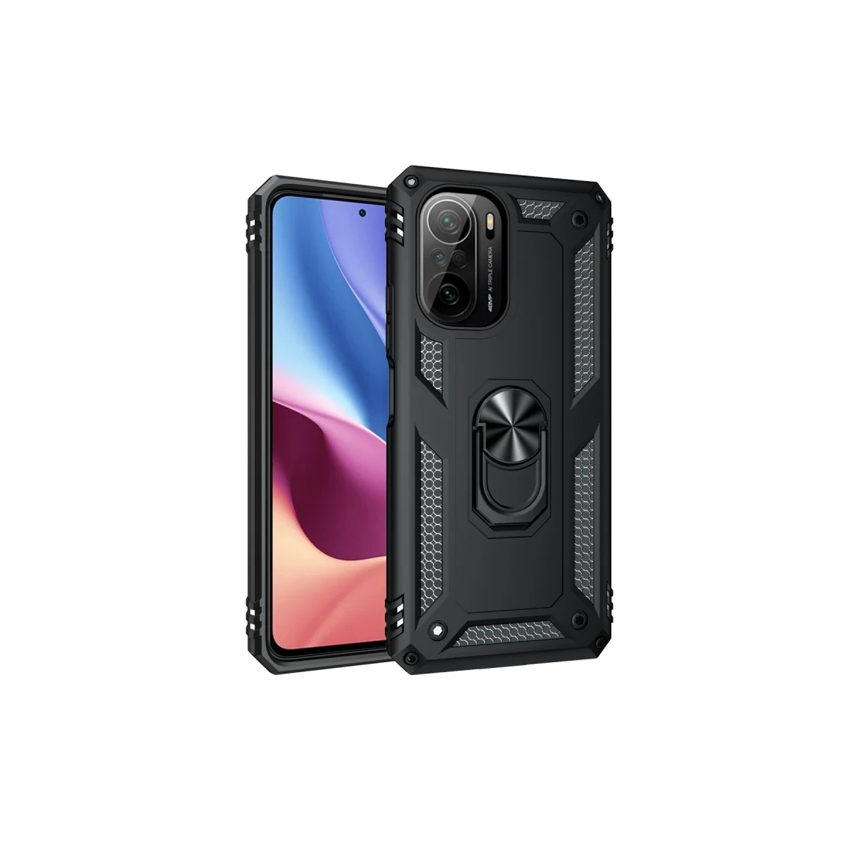 Newface Xiaomi Poco F3 Kılıf Sofya Yüzüklü Silikon Kapak - Siyah — görsel 9