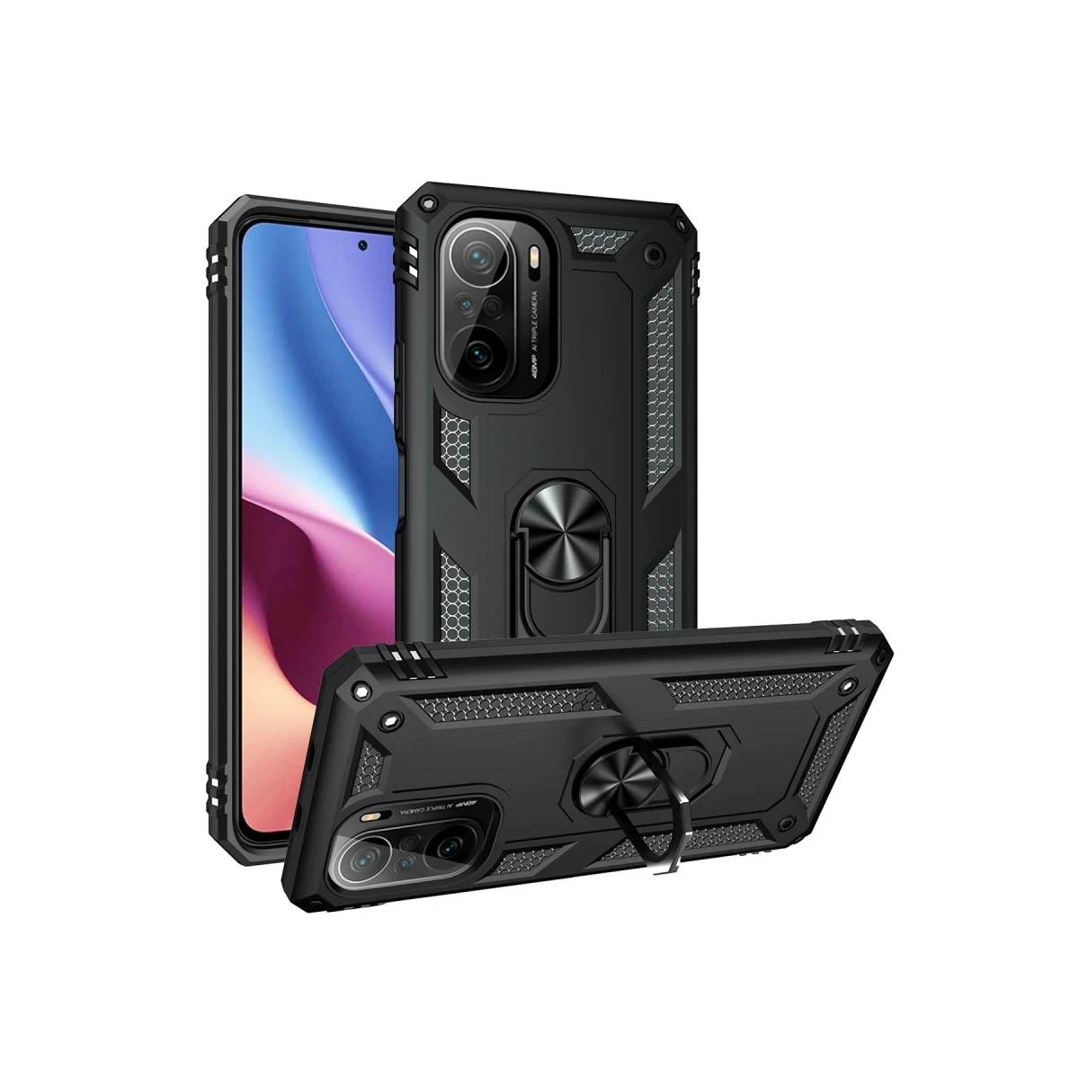 Newface Xiaomi Poco F3 Kılıf Sofya Yüzüklü Silikon Kapak - Siyah — görsel 10