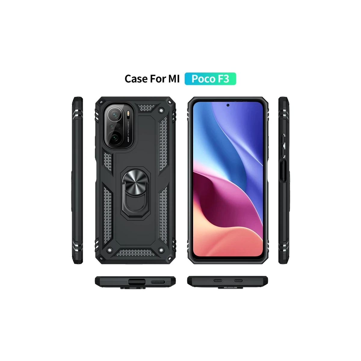 Newface Xiaomi Poco F3 Kılıf Sofya Yüzüklü Silikon Kapak - Siyah — görsel 11