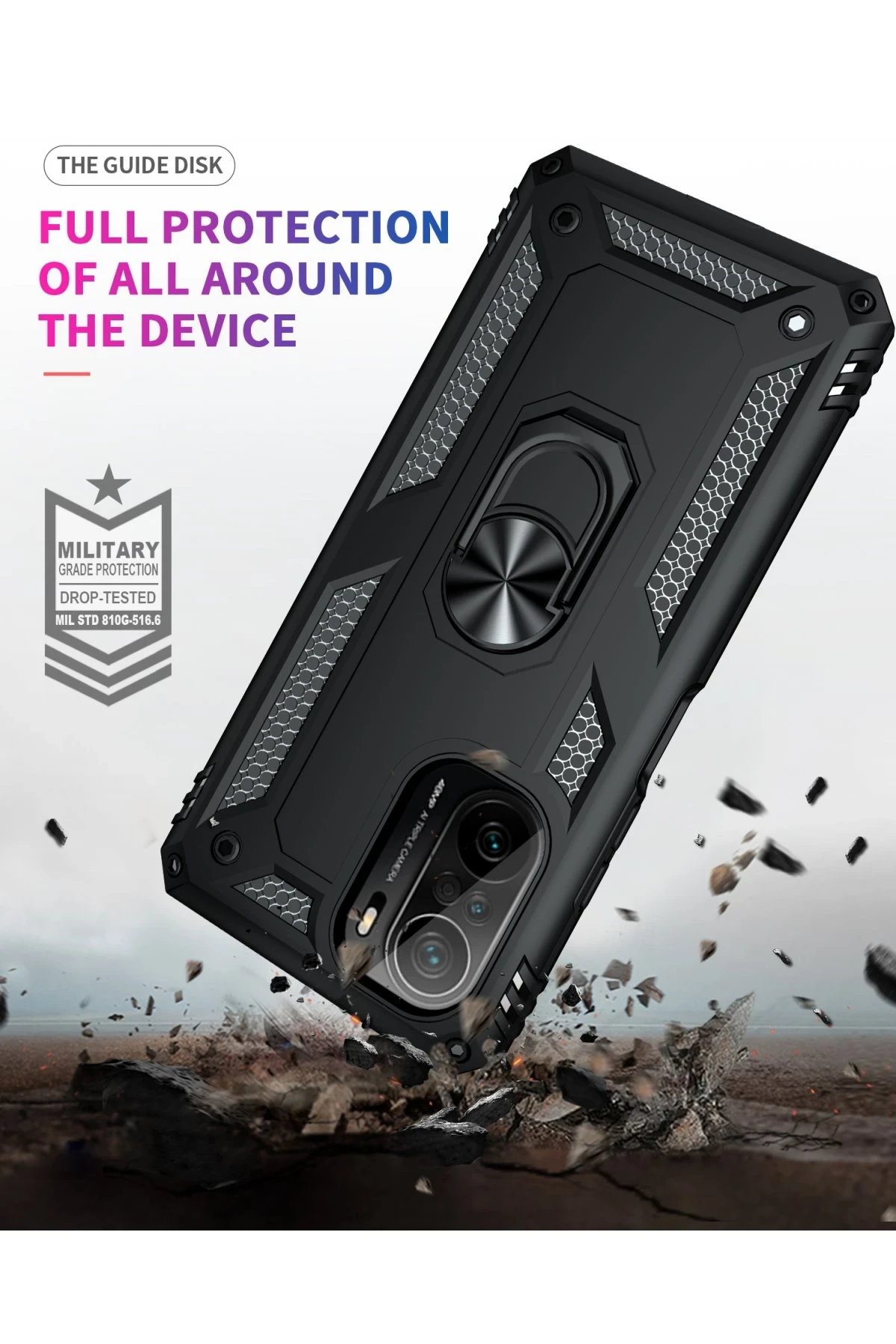 Newface Xiaomi Poco F3 Kılıf Sofya Yüzüklü Silikon Kapak - Siyah — görsel 7