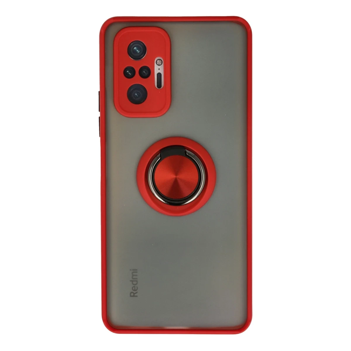 Newface Xiaomi Redmi Note 10 Pro Kılıf Montreal Yüzüklü Silikon Kapak - Kırmızı