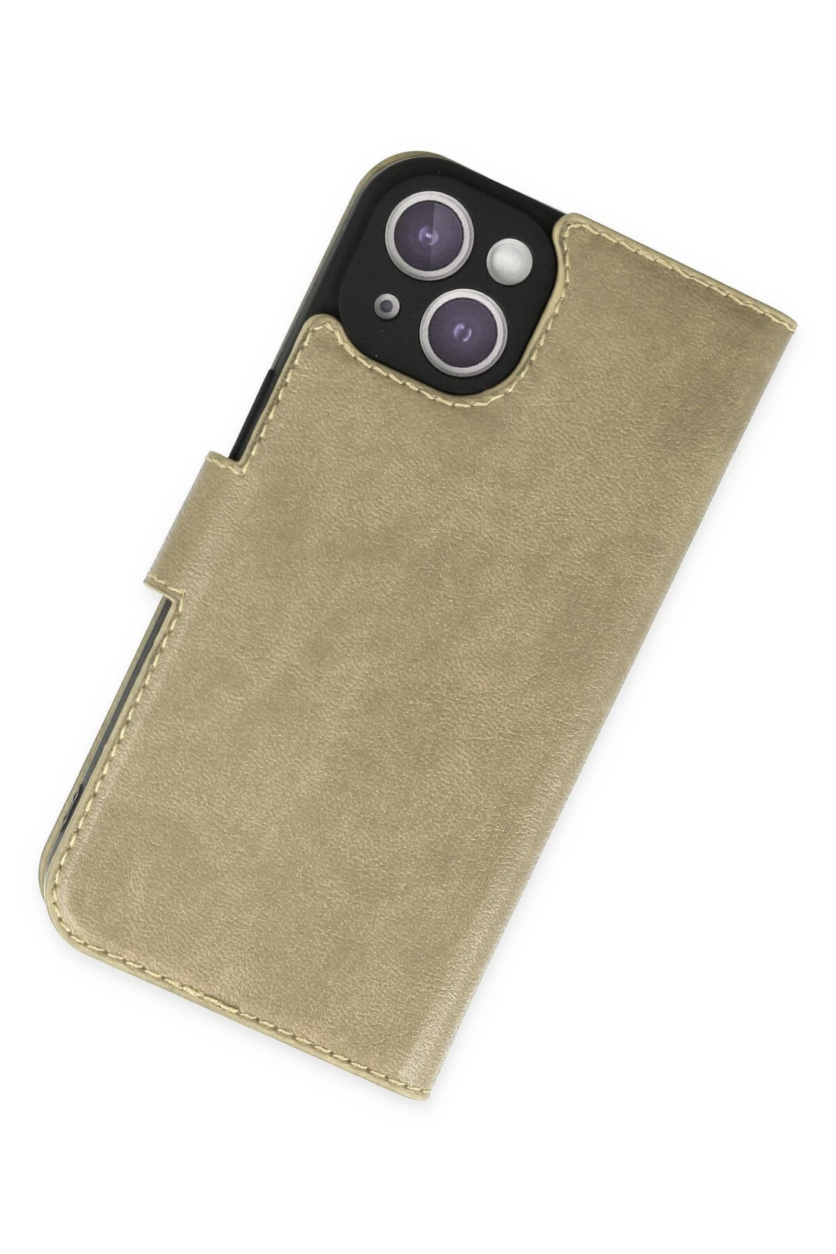 Newface iPhone 14 Kılıf Trend S Plus Kapaklı Kılıf - Gold