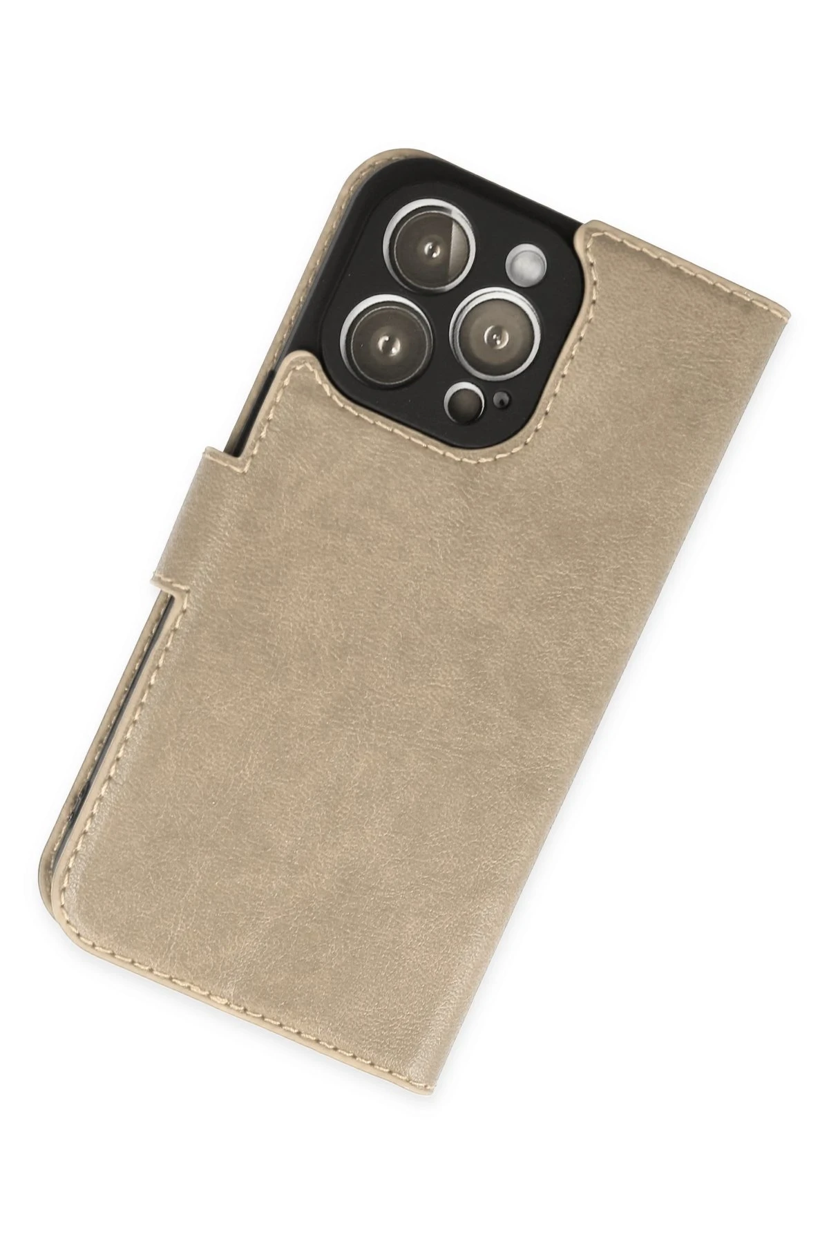 Newface iPhone 14 Pro Max Kılıf Trend S Plus Kapaklı Kılıf - Gold