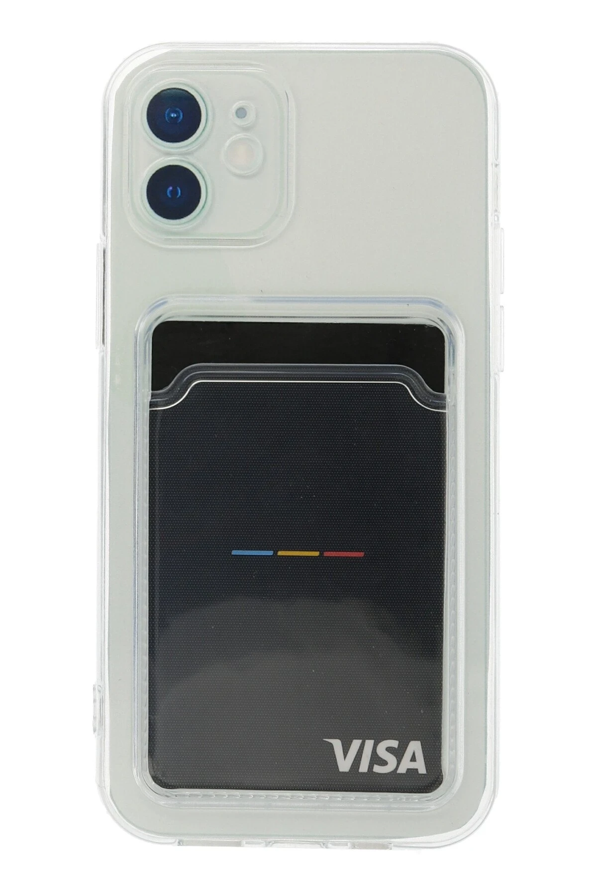 Newface iPhone 12 Kılıf Kart Şeffaf Silikon - Şeffaf