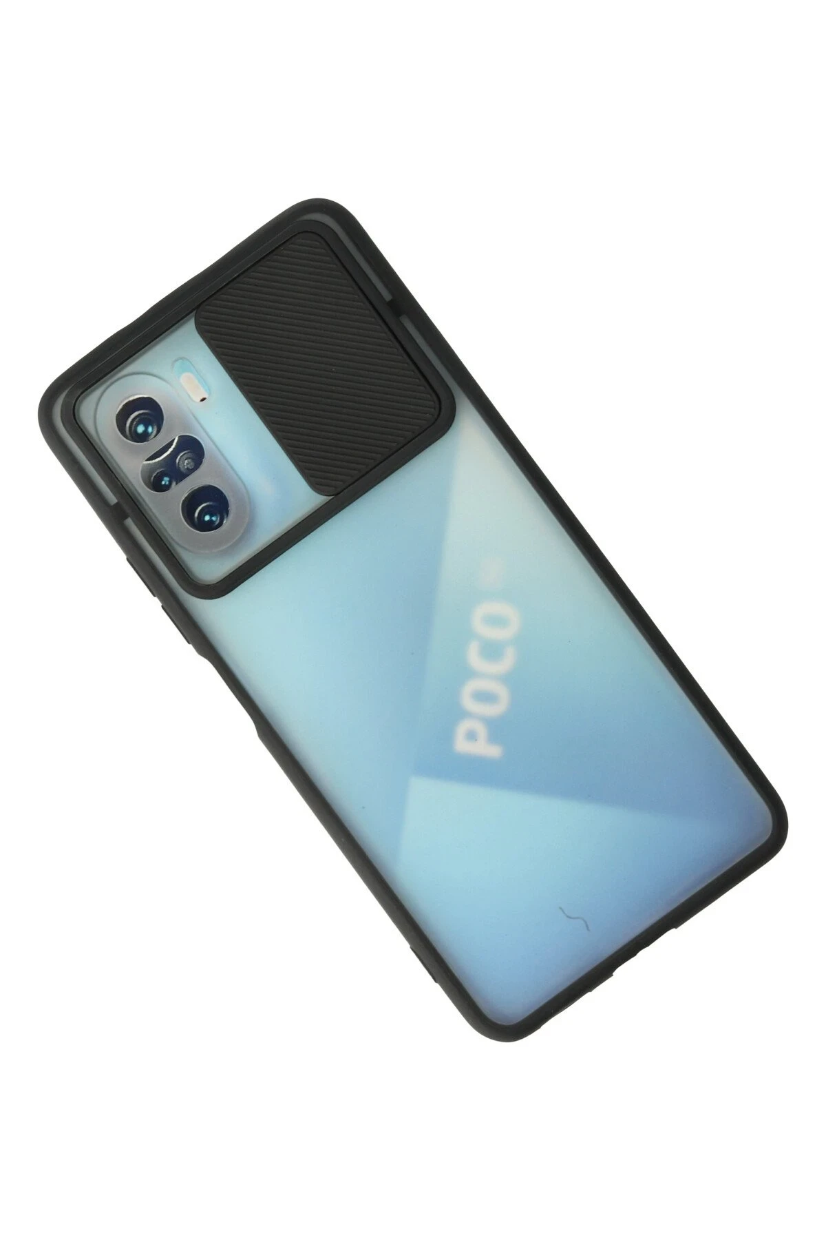 Newface Xiaomi Poco F3 Kılıf Palm Buzlu Kamera Sürgülü Silikon - Siyah