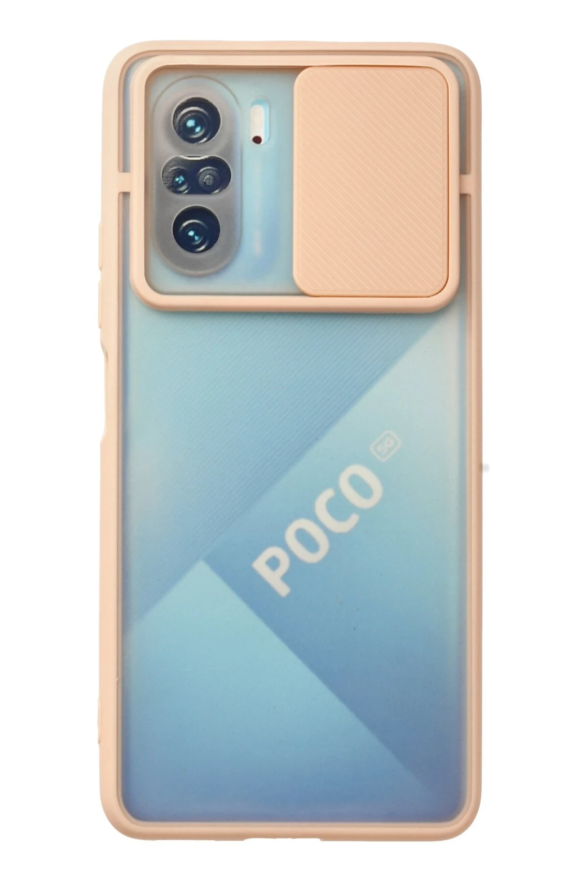 Newface Xiaomi Poco F3 Kılıf Palm Buzlu Kamera Sürgülü Silikon - Pembe
