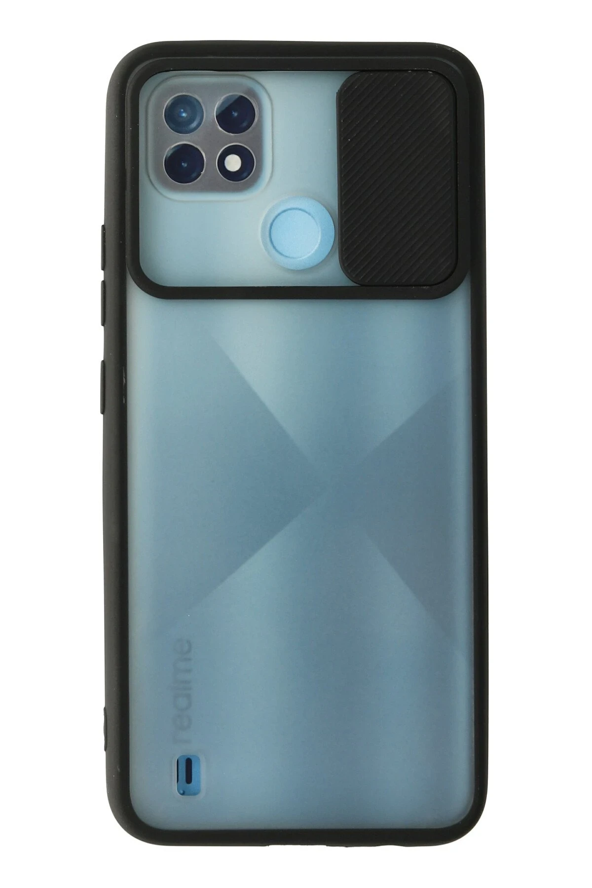 Newface Realme C21 Kılıf Palm Buzlu Kamera Sürgülü Silikon - Siyah