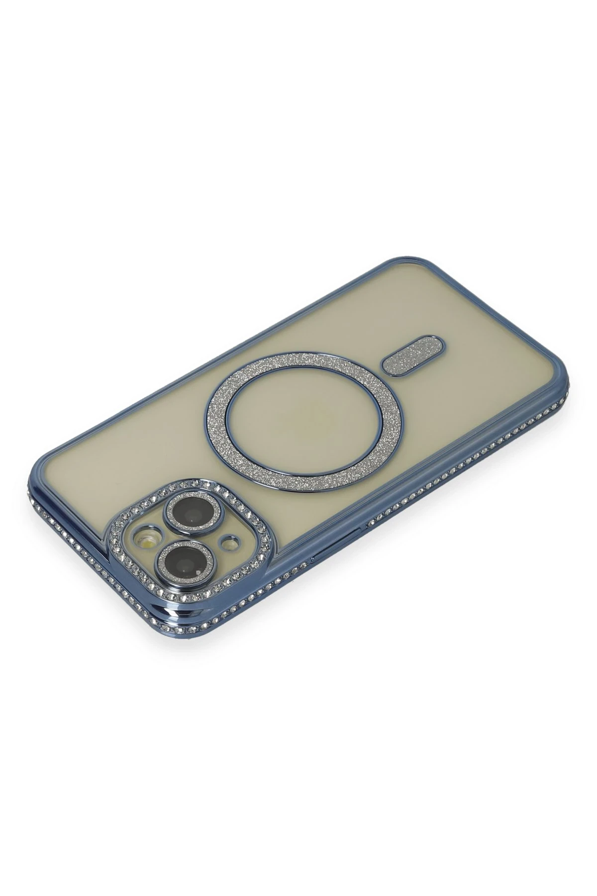 Newface iPhone 15 Kılıf Joke Simli Magneticsafe Kılıf - Lacivert
