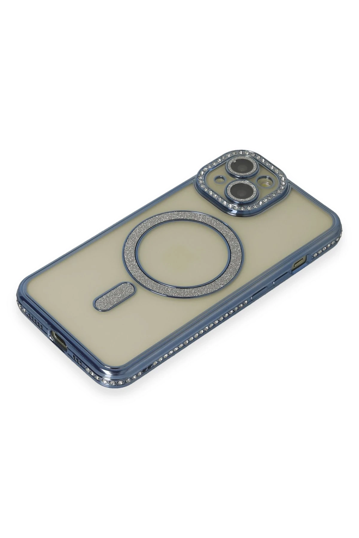 Newface iPhone 15 Kılıf Joke Simli Magneticsafe Kılıf - Lacivert