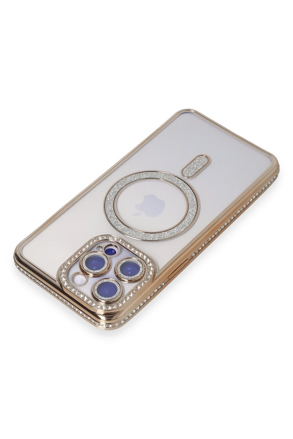 Newface iPhone 15 Pro Kılıf Joke Simli Magneticsafe Kılıf - Gold