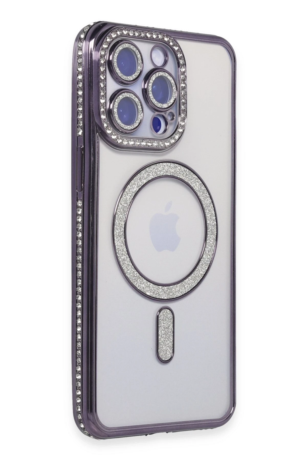 Newface iPhone 15 Pro Kılıf Joke Simli Magneticsafe Kılıf - Derin Mor