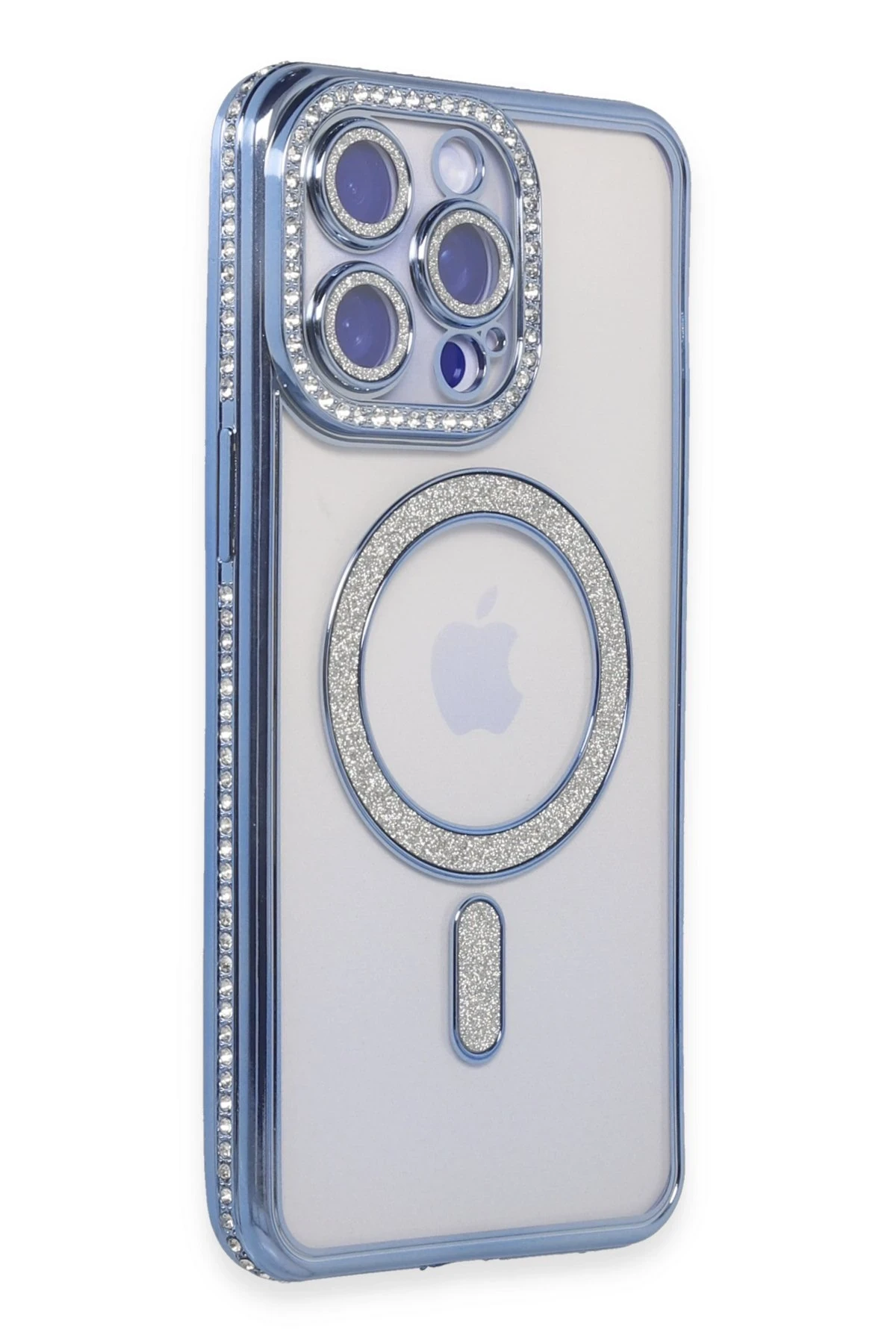 Newface iPhone 15 Pro Kılıf Joke Simli Magneticsafe Kılıf - Mavi