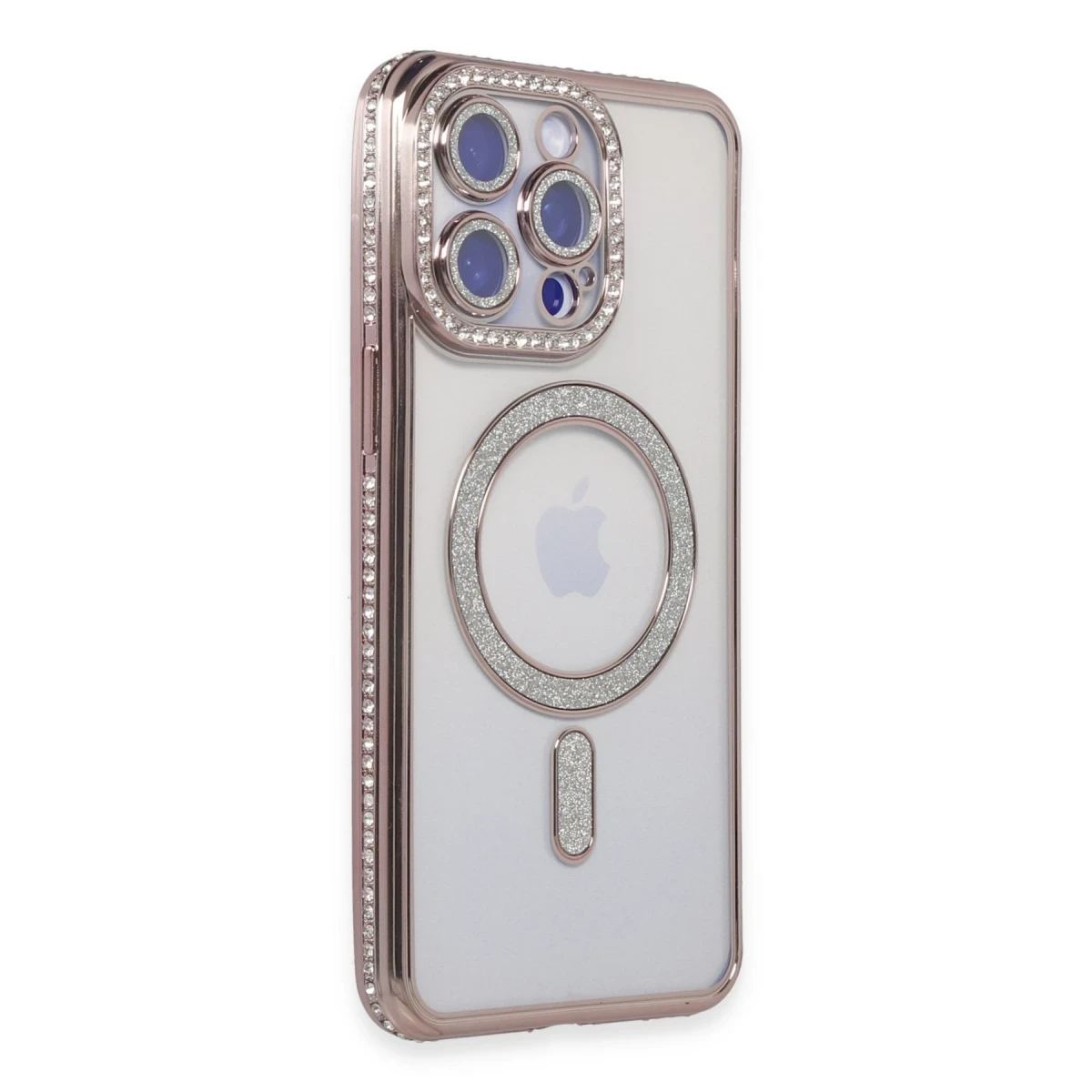 Apple iPhone 15 Pro Kılıf Joke Simli Magneticsafe Kılıf - Pembe