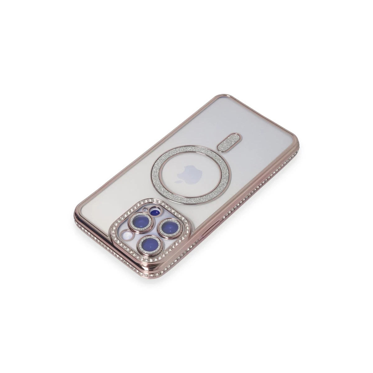 Apple iPhone 15 Pro Kılıf Joke Simli Magneticsafe Kılıf - Pembe