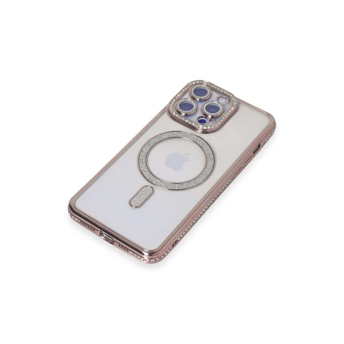 Apple iPhone 15 Pro Kılıf Joke Simli Magneticsafe Kılıf - Pembe