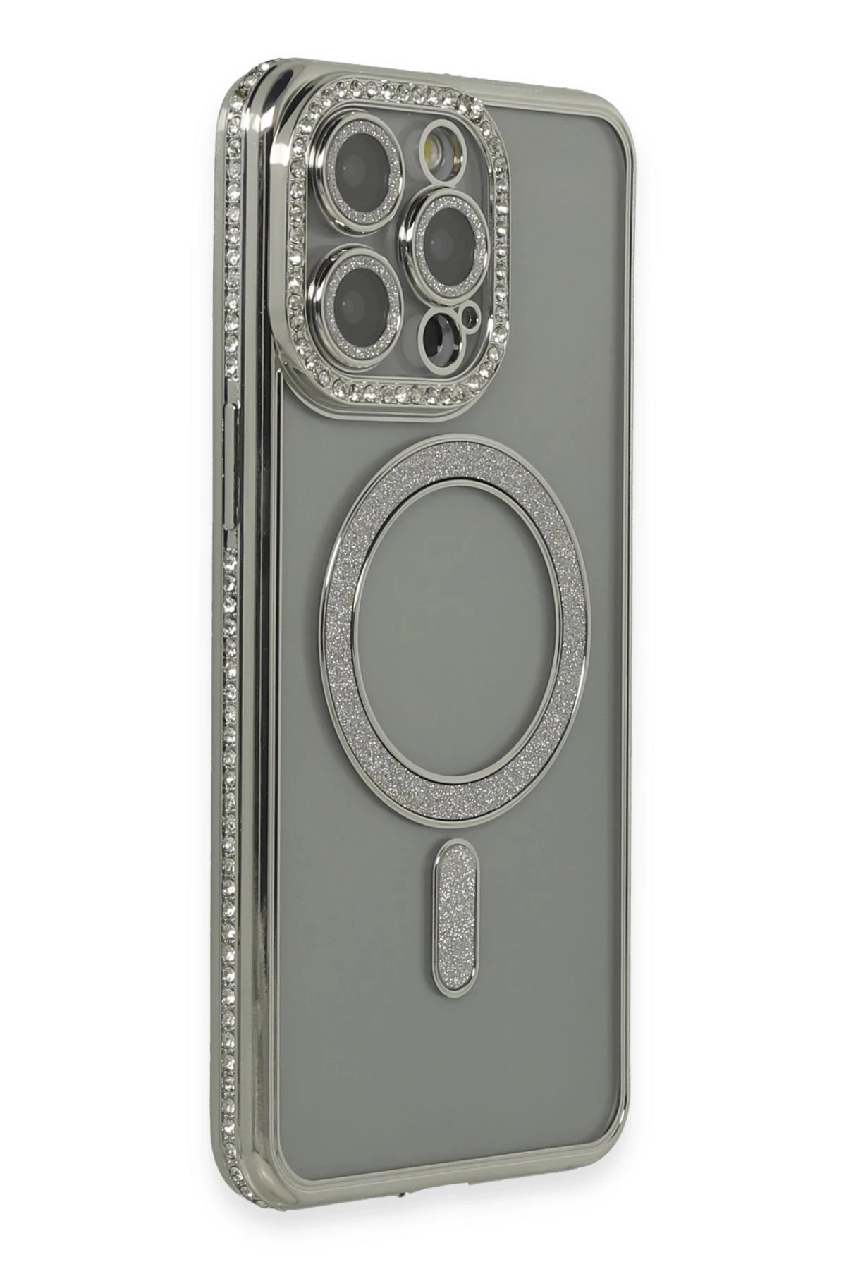 Newface iPhone 15 Pro Kılıf Joke Simli Magneticsafe Kılıf - Gri