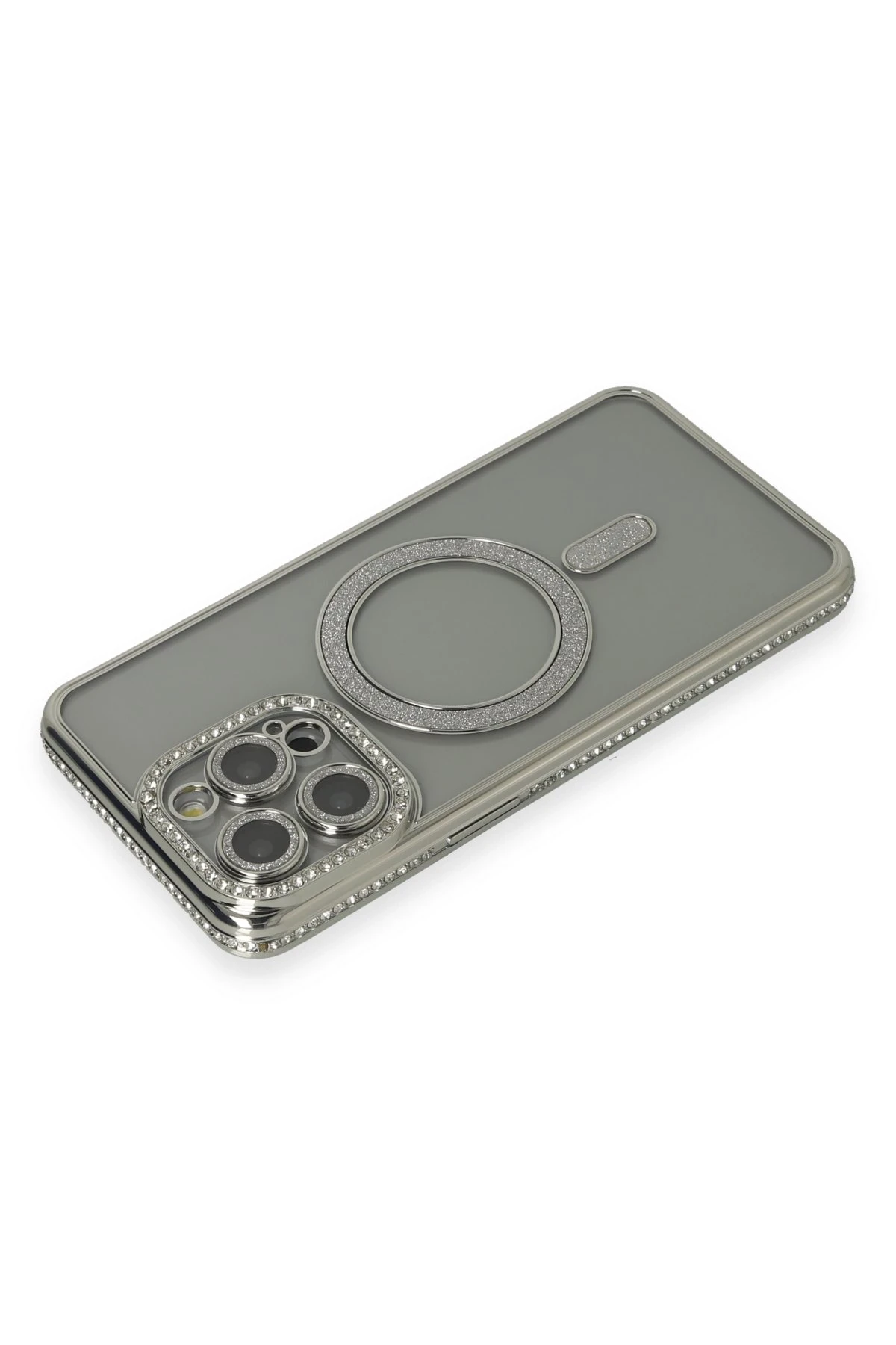 Newface iPhone 15 Pro Kılıf Joke Simli Magneticsafe Kılıf - Gri