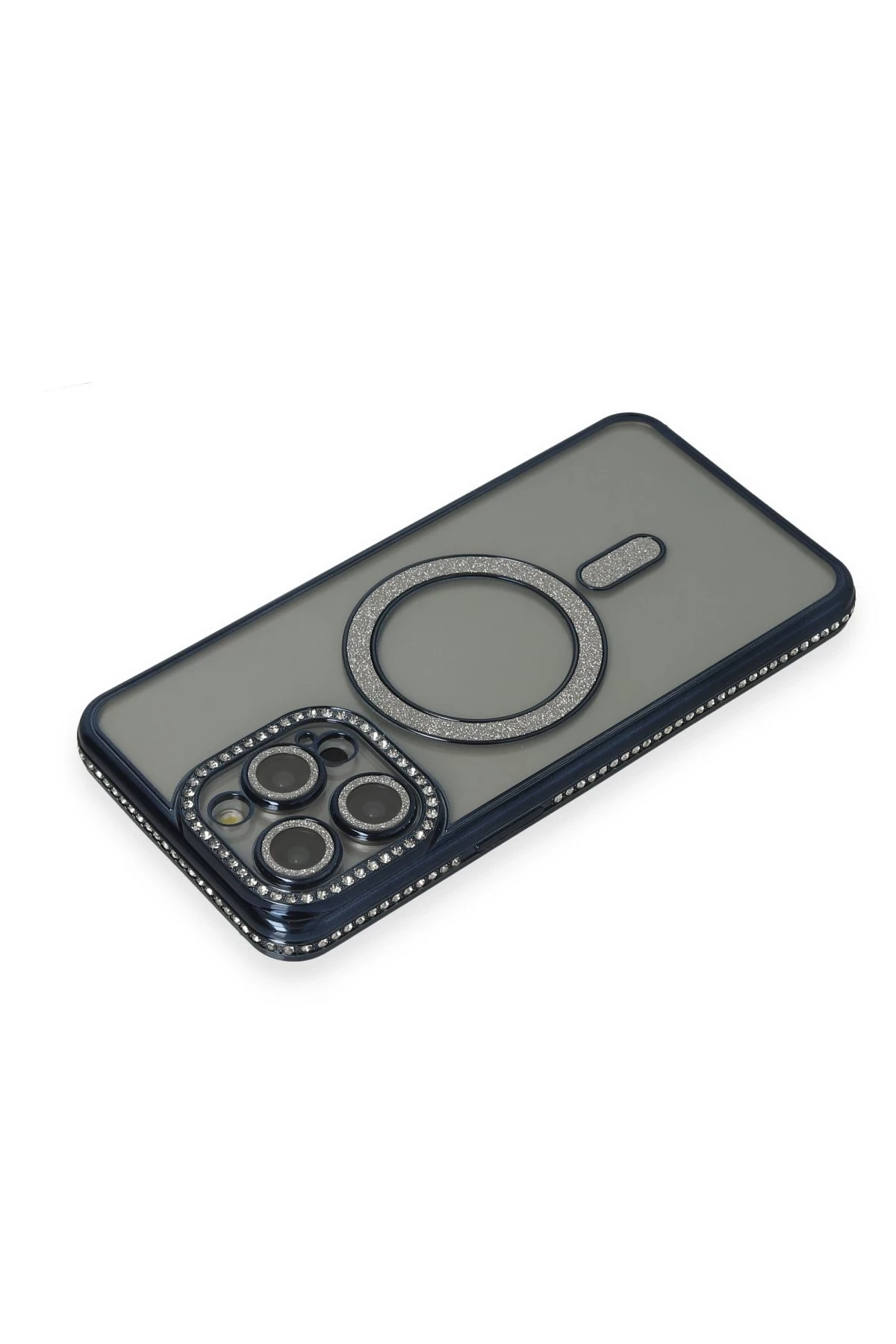 Newface iPhone 15 Pro Kılıf Joke Simli Magneticsafe Kılıf - Lacivert
