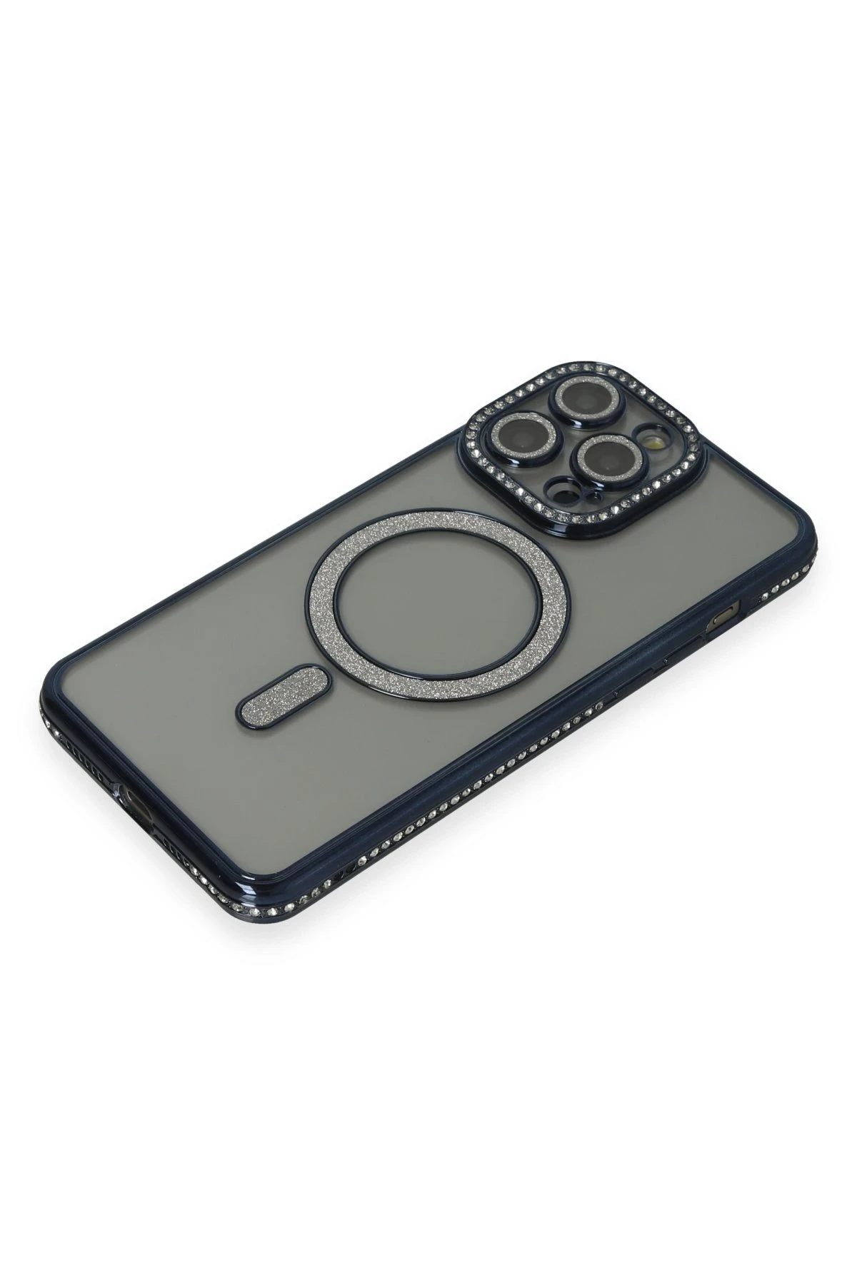 Newface iPhone 15 Pro Kılıf Joke Simli Magneticsafe Kılıf - Lacivert