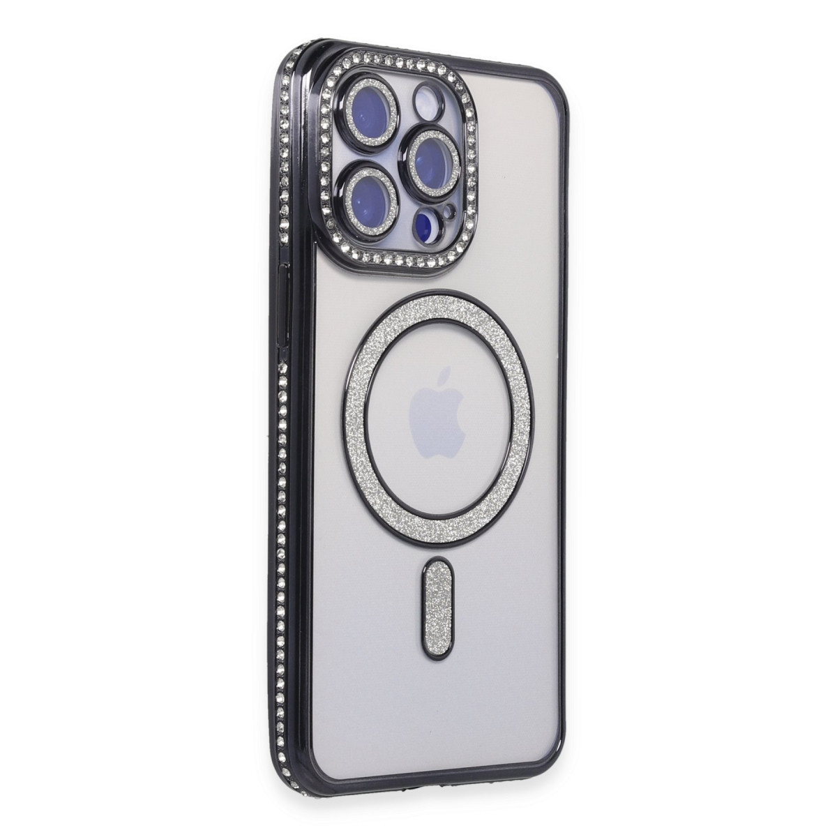 Newface Apple iPhone 15 Pro Max Kılıf Joke Simli Magneticsafe Kılıf - Siyah — görsel 7
