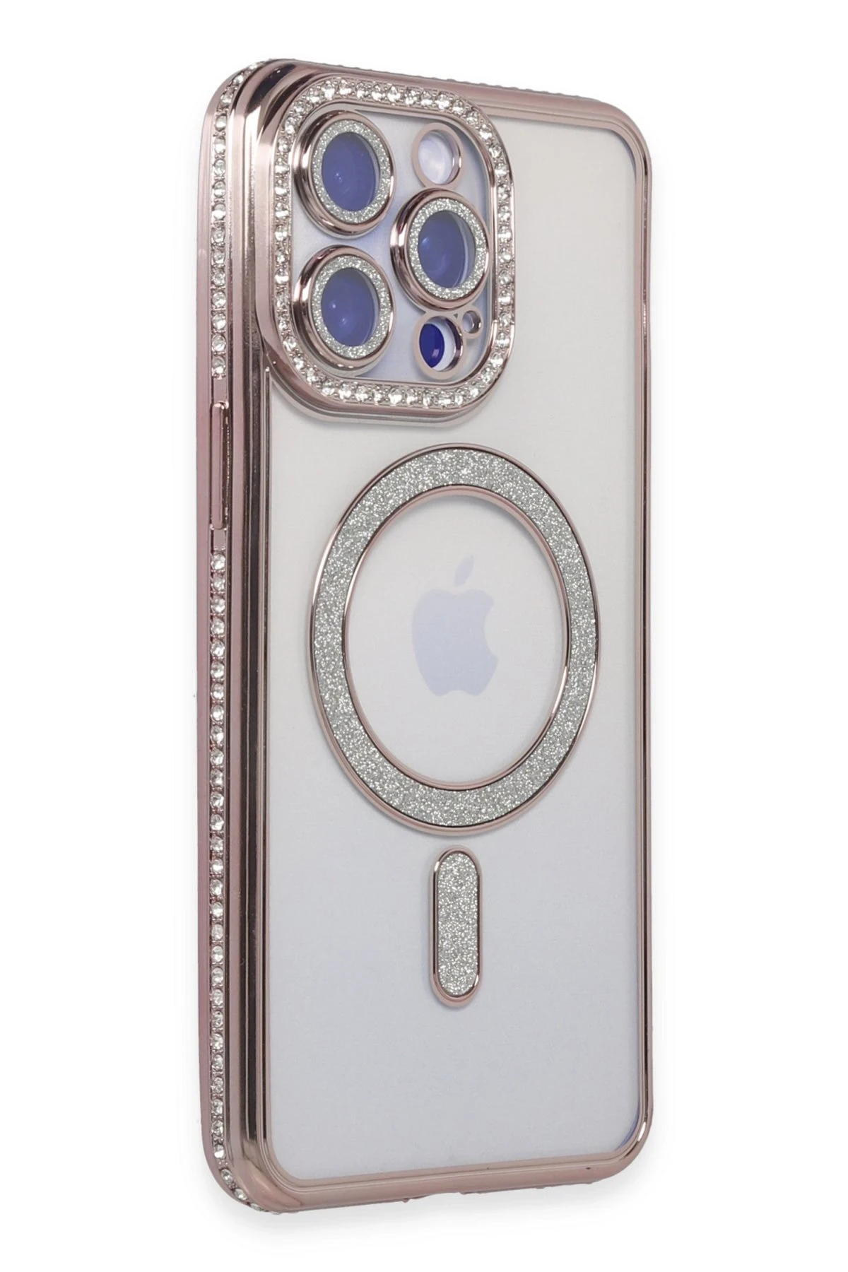 Newface iPhone 15 Pro Max Kılıf Joke Simli Magneticsafe Kılıf - Pembe