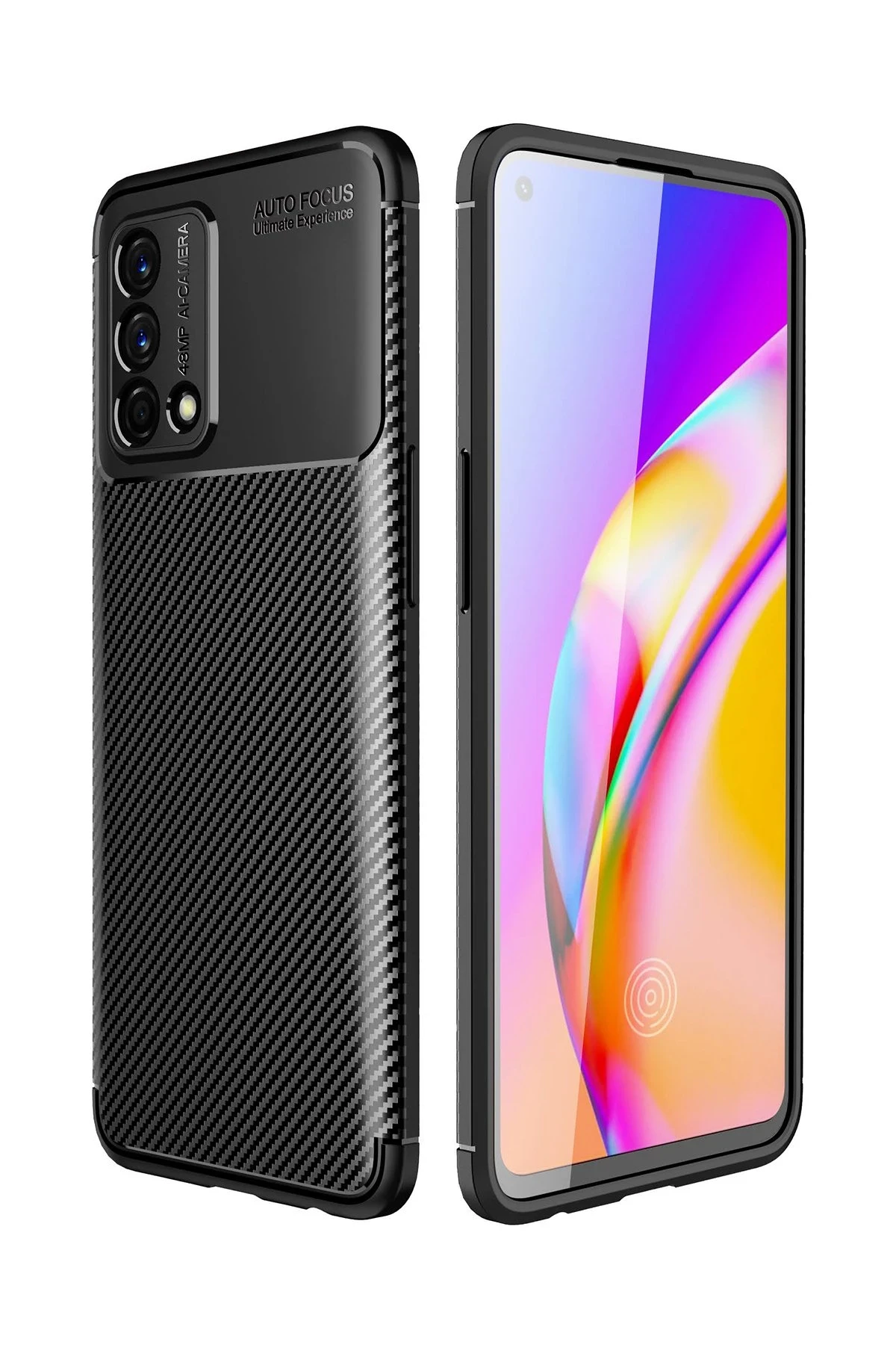 Newface Oppo A74 4G Kılıf Auto Focus Karbon Kapak - Siyah