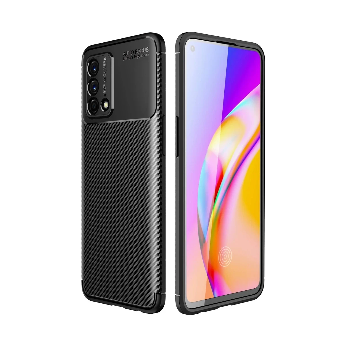 Newface Oppo A74 4G Kılıf Auto Focus Karbon Kapak - Siyah — görsel 4