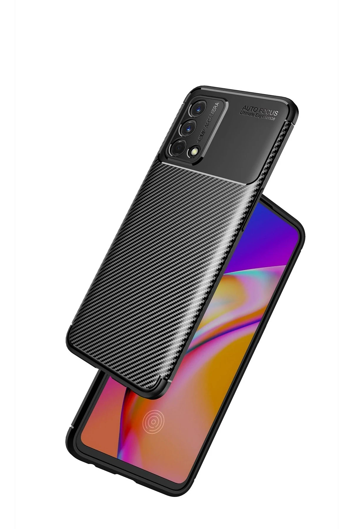 Newface Oppo A74 4G Kılıf Auto Focus Karbon Kapak - Siyah — görsel 3