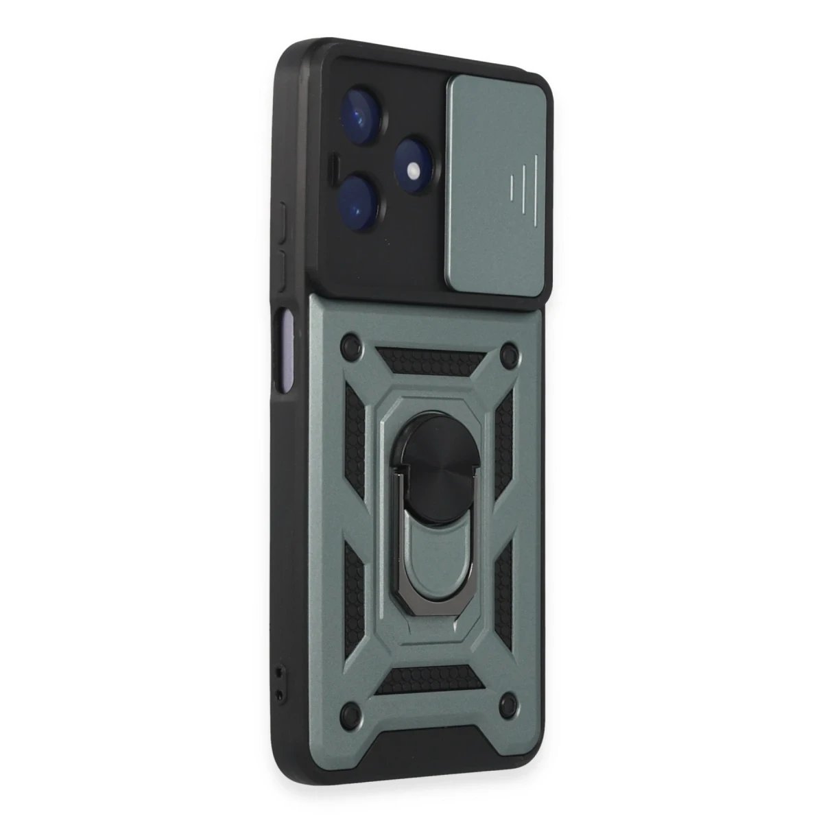 Newface Realme C53 Kılıf Pars Lens Yüzüklü Silikon - Yeşil