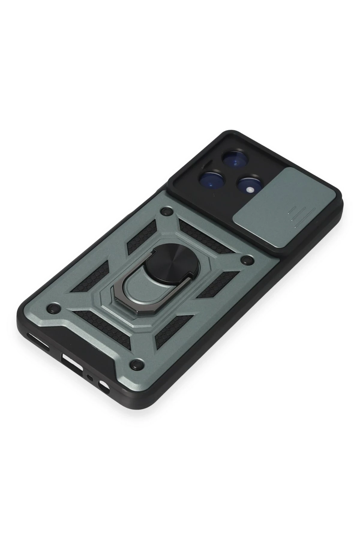 Newface Realme C53 Kılıf Pars Lens Yüzüklü Silikon - Yeşil