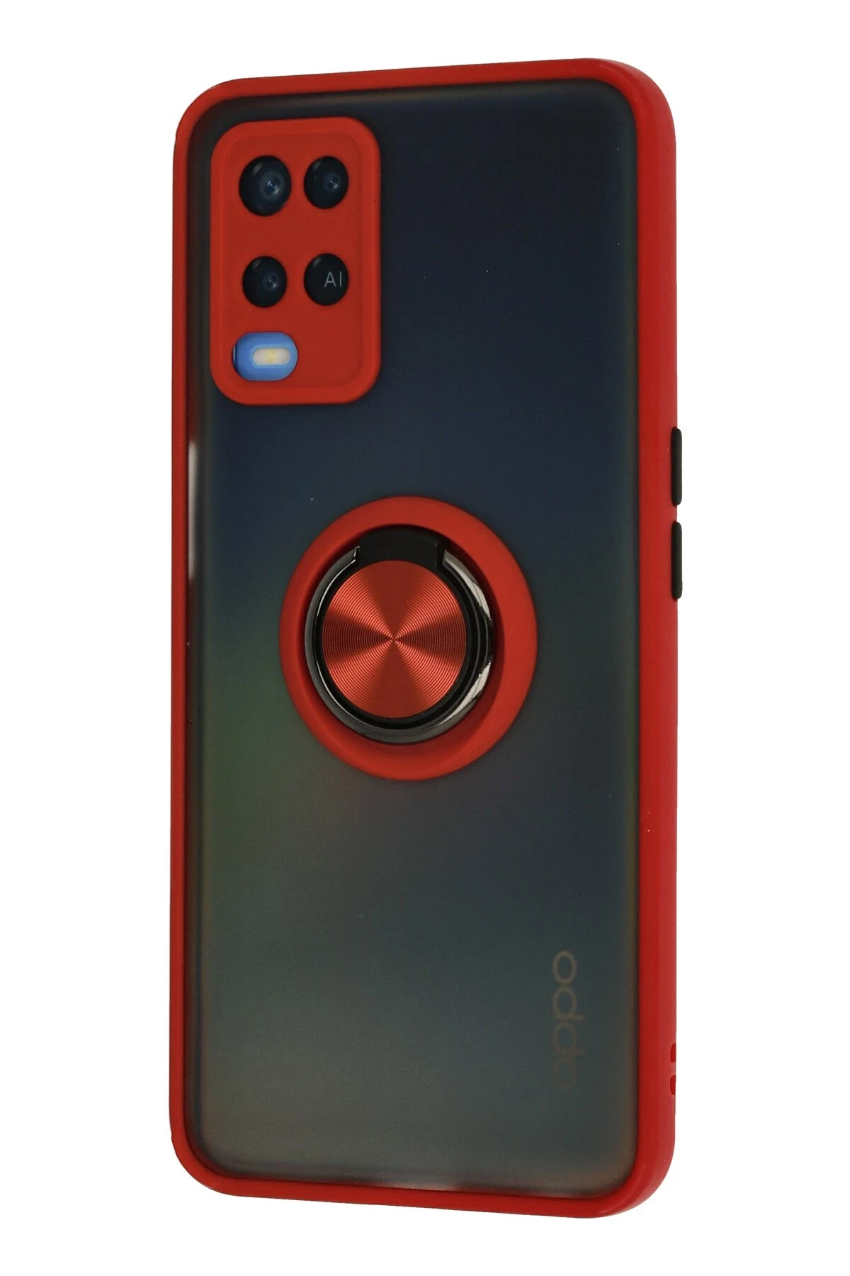 Newface Oppo A54 4G Kılıf Montreal Yüzüklü Silikon Kapak - Kırmızı