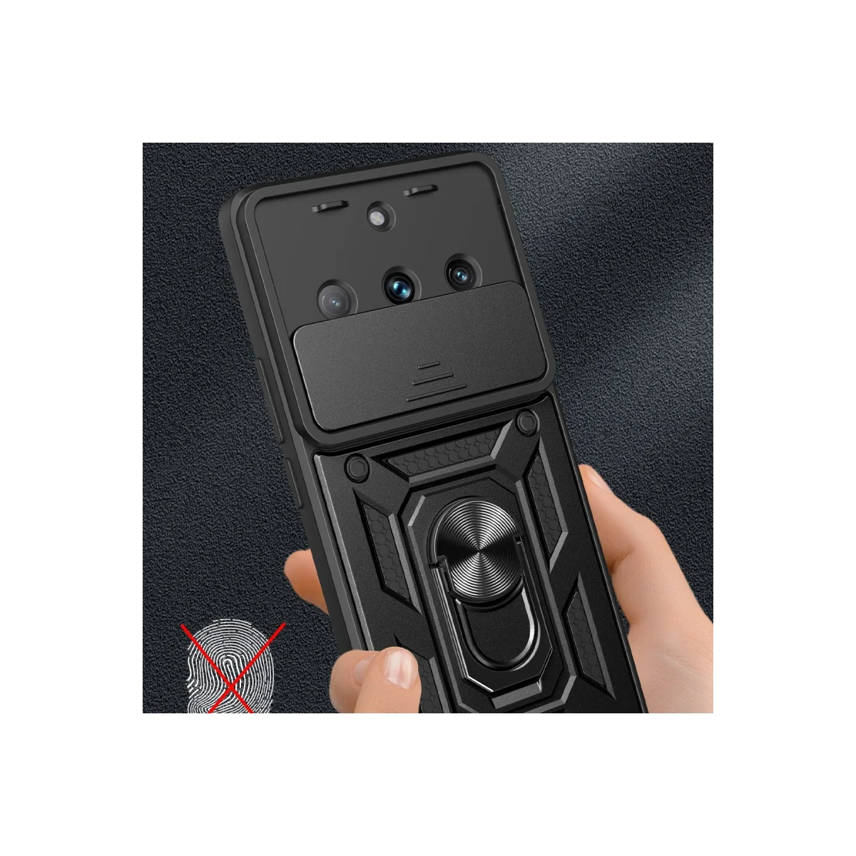 Newface Realme 11 Pro Kılıf Pars Lens Yüzüklü Silikon - Siyah — görsel 5