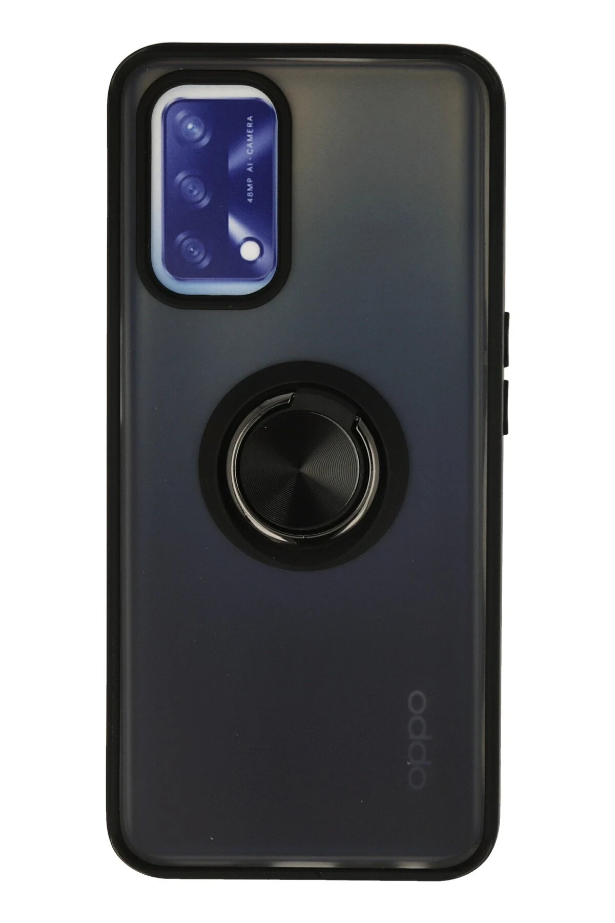 Newface Oppo A74 4G Kılıf Montreal Yüzüklü Silikon Kapak - Siyah