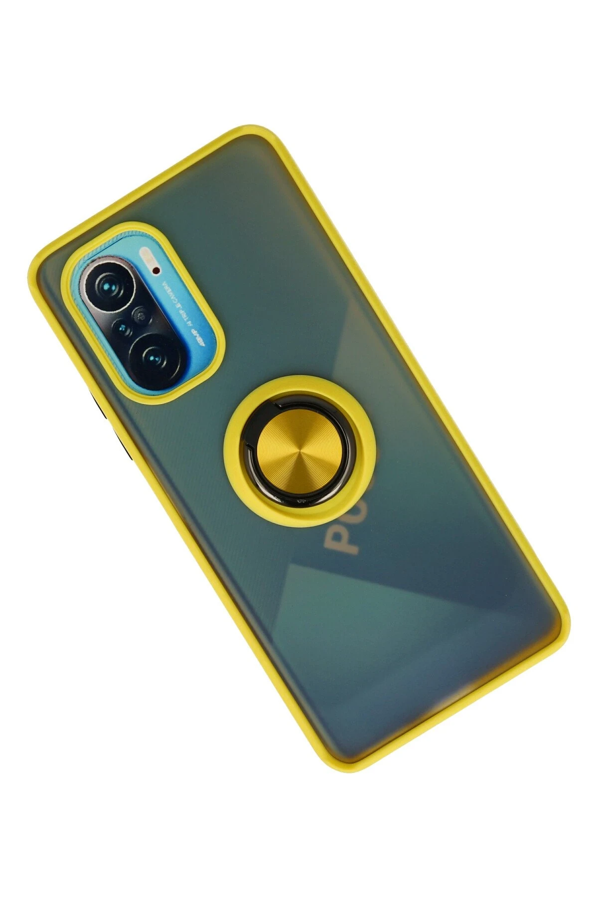 Newface Xiaomi Redmi K40 Kılıf Montreal Yüzüklü Silikon Kapak - Sarı