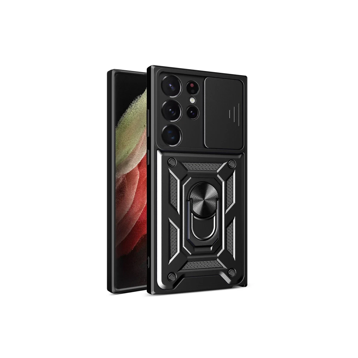 Newface Samsung Galaxy S23 Ultra Kılıf Pars Lens Yüzüklü Silikon - Siyah — görsel 4