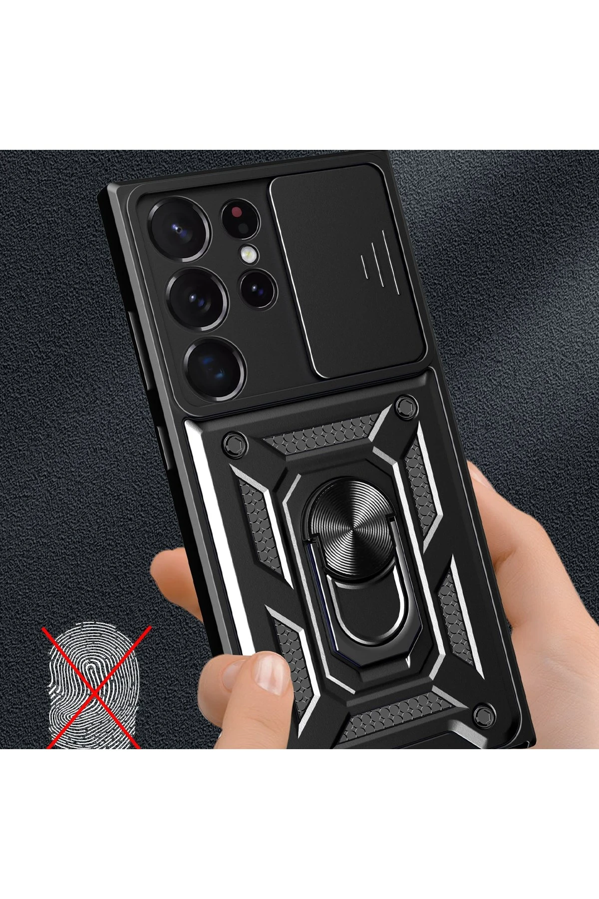 Newface Samsung Galaxy S23 Ultra Kılıf Pars Lens Yüzüklü Silikon - Siyah — görsel 2
