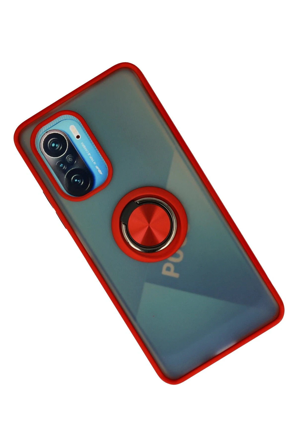 Newface Xiaomi Redmi K40 Kılıf Montreal Yüzüklü Silikon Kapak - Kırmızı