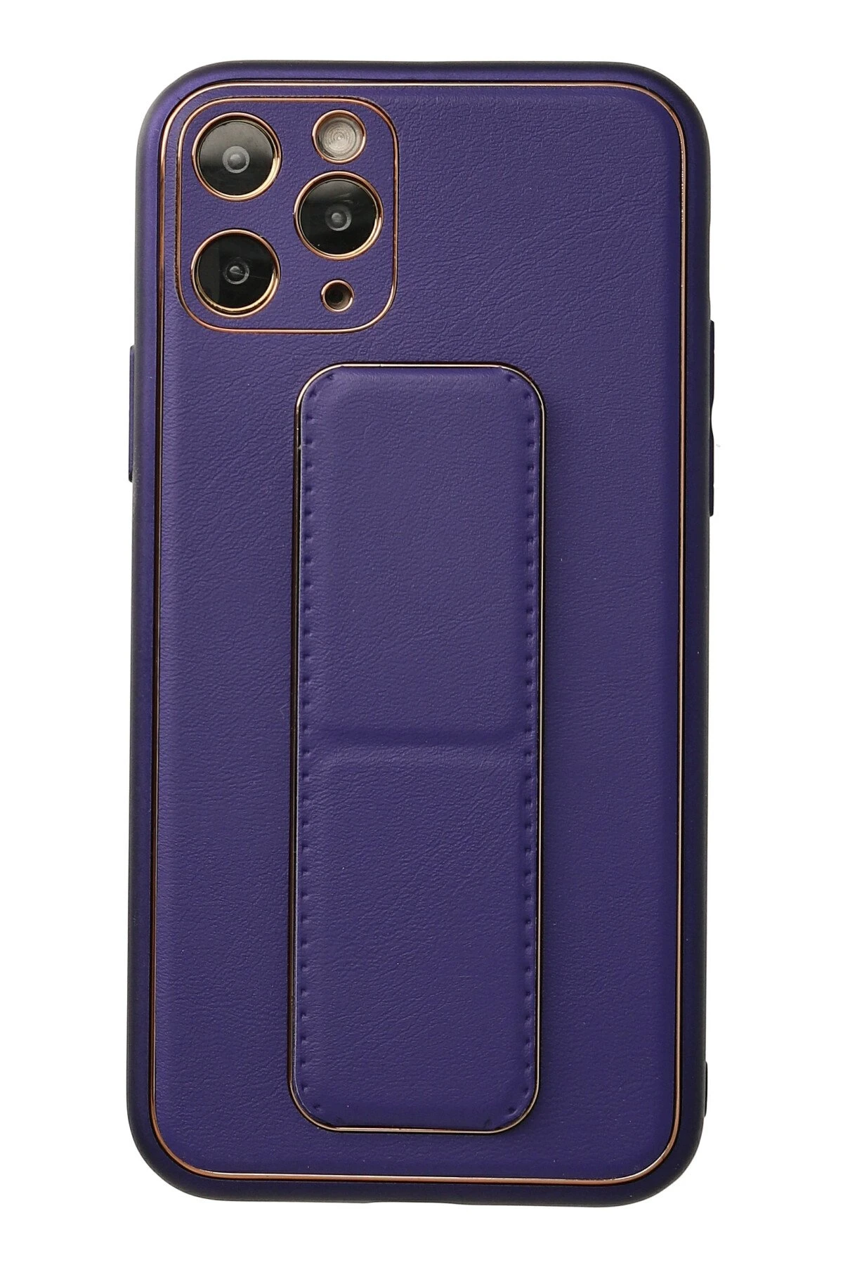 Newface iPhone 11 Pro Kılıf Coco Deri Standlı Kapak - Mor