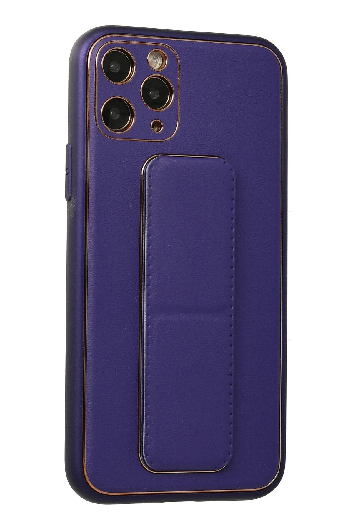 Newface iPhone 11 Pro Kılıf Coco Deri Standlı Kapak - Mor