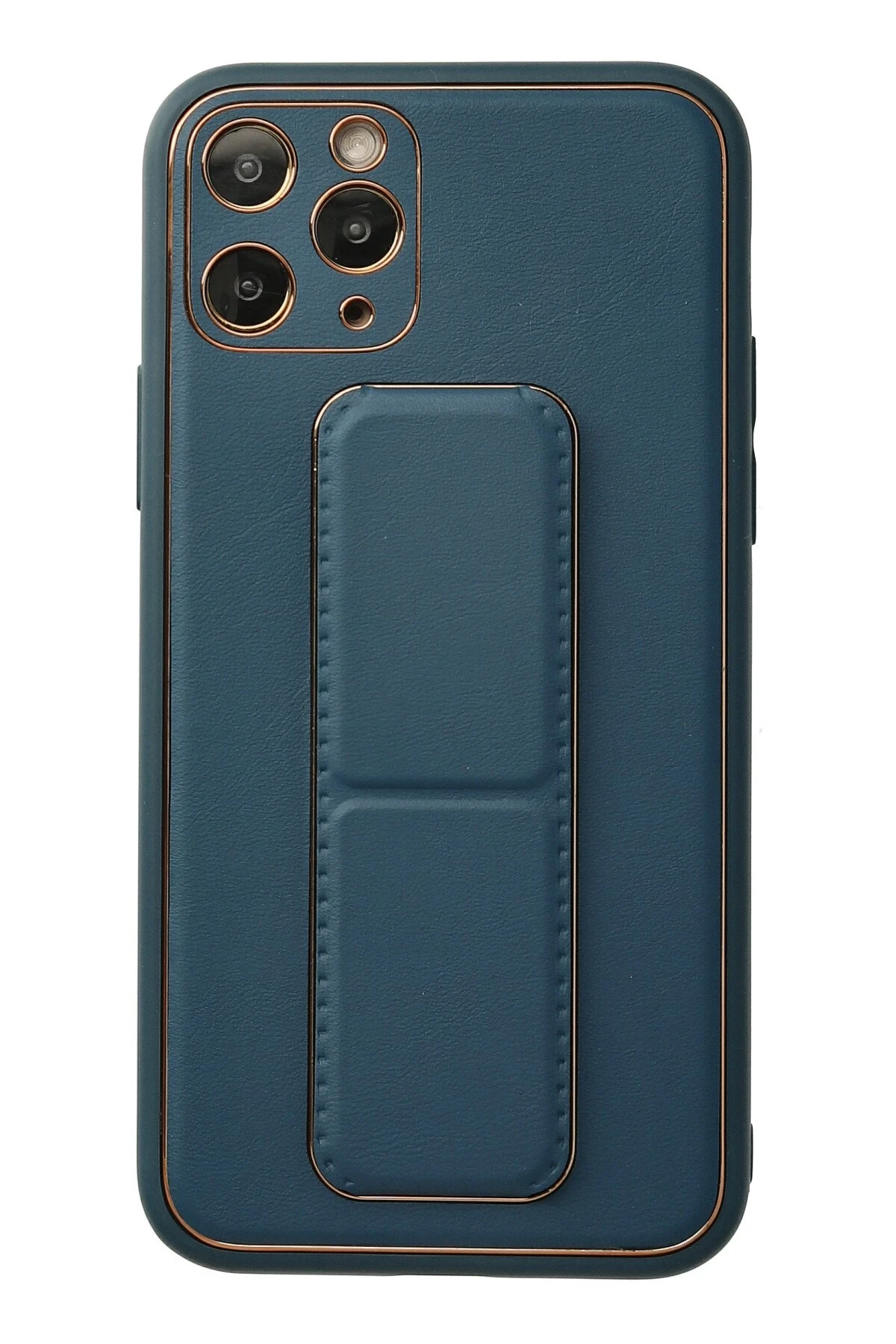 Newface iPhone 11 Pro Kılıf Coco Deri Standlı Kapak - Mavi