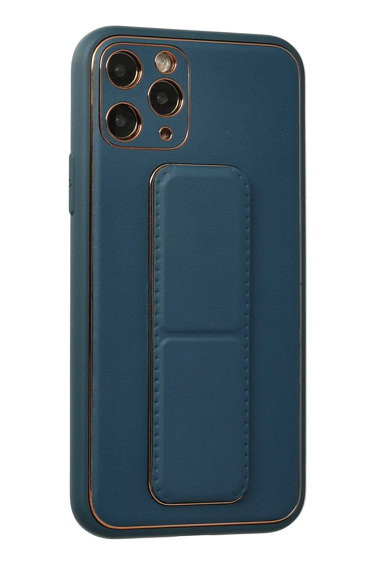 Newface iPhone 11 Pro Kılıf Coco Deri Standlı Kapak - Mavi