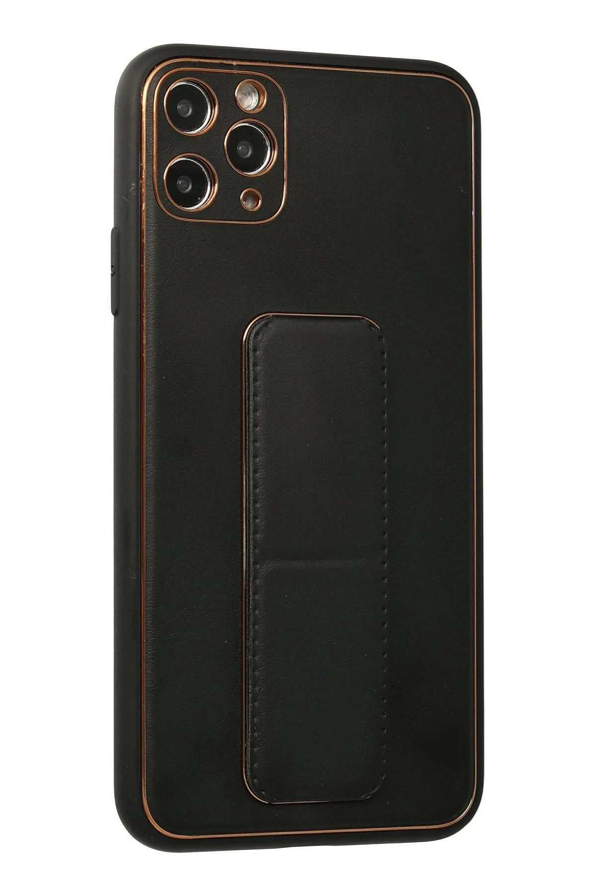 Newface Apple iPhone 11 Pro Max Kılıf Coco Deri Standlı Kapak - Siyah — görsel 2