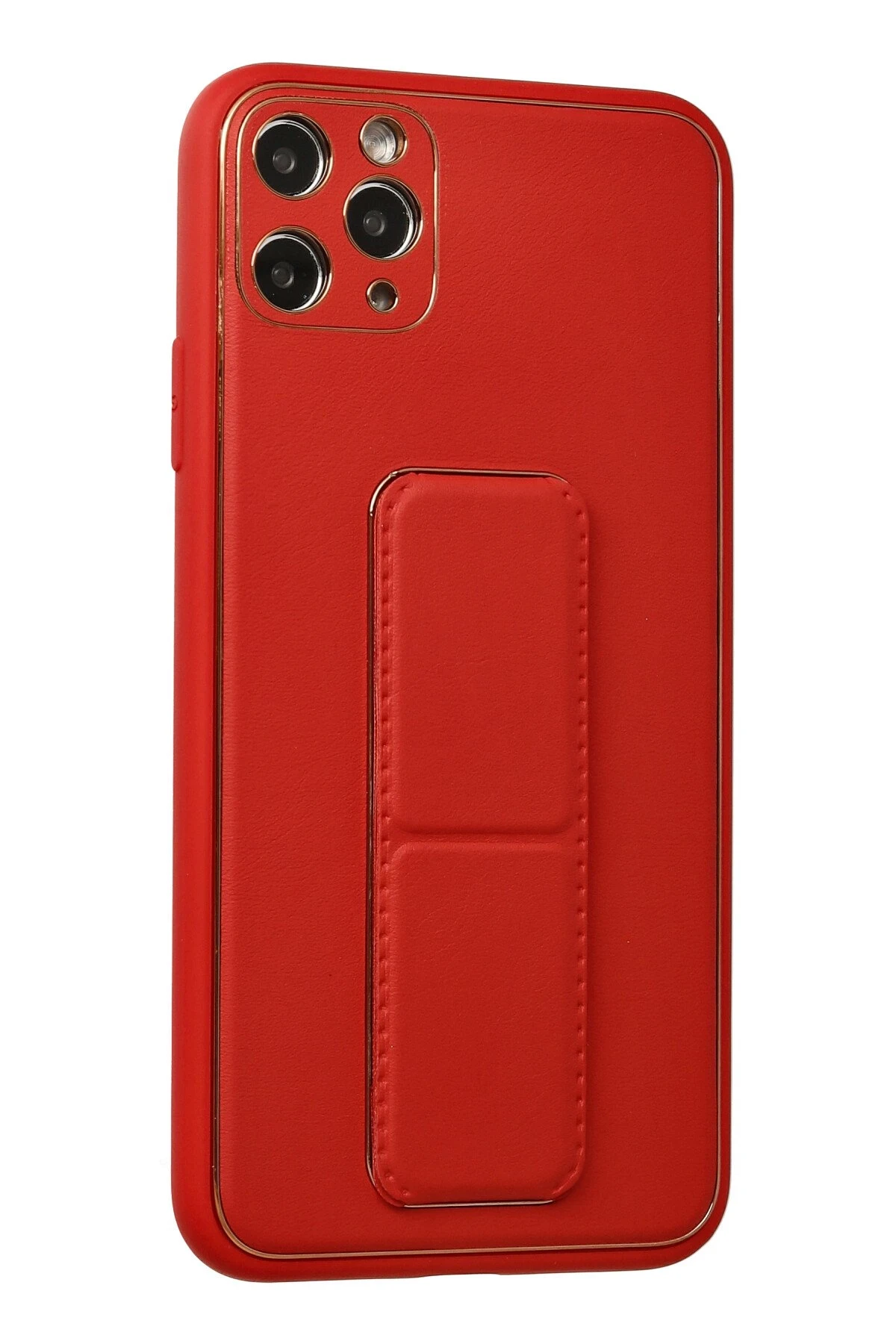 Newface iPhone 11 Pro Max Kılıf Coco Deri Standlı Kapak - Kırmızı