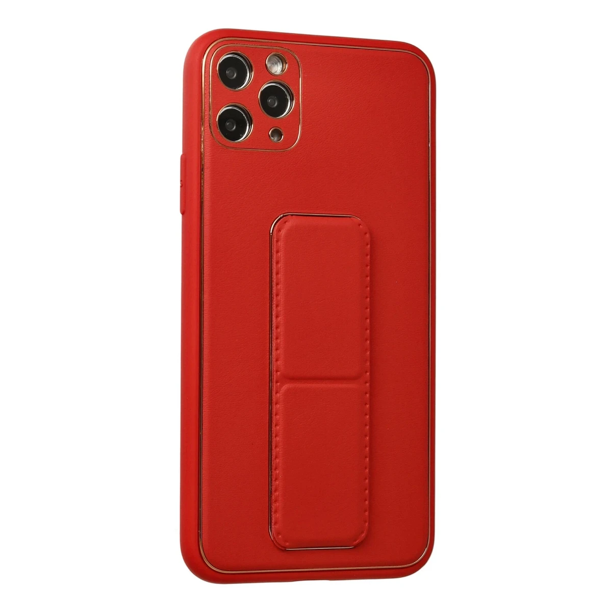 Newface Apple iPhone 11 Pro Max Kılıf Coco Deri Standlı Kapak - Kırmızı