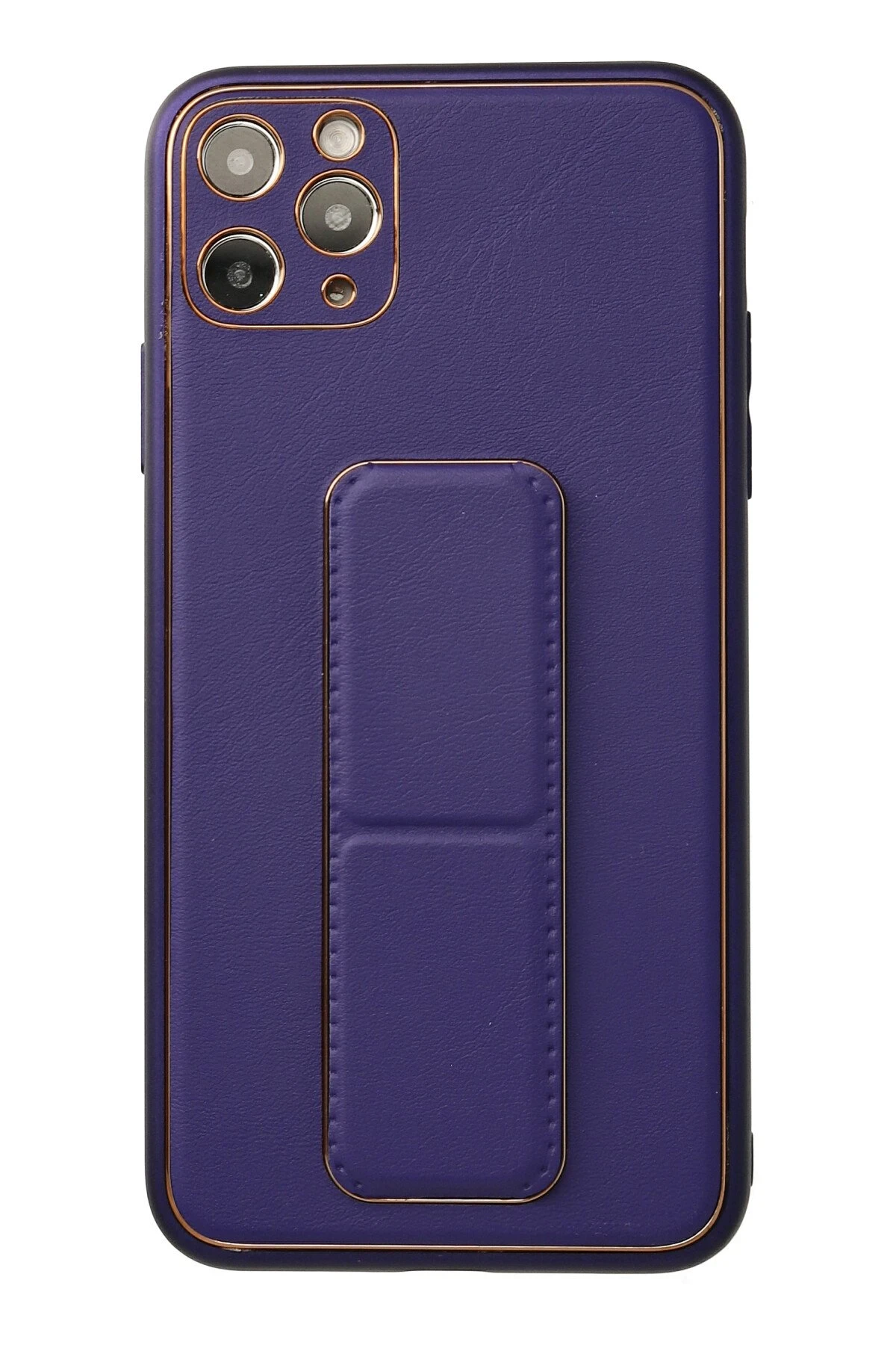 Newface iPhone 11 Pro Max Kılıf Coco Deri Standlı Kapak - Mor