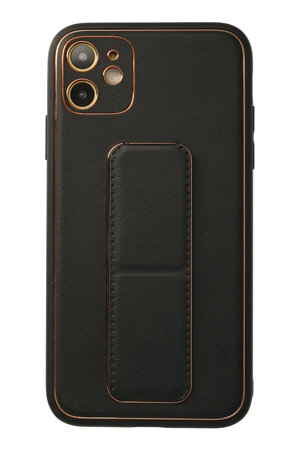 Newface iPhone 12 Kılıf Coco Deri Standlı Kapak - Siyah